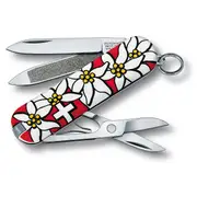 Victorinox Classic Edelweiss swiss army knife - 58mm keyring size 7 functions red standard