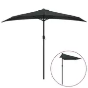 Half Garden Umbrella Outdoor Pool Patio Sun Shade Wall Parasol Aluminium Pole