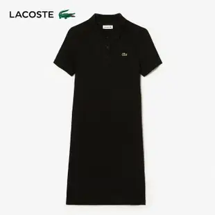 【LACOSTE】女裝-有機棉Polo領短袖洋裝(黑色)