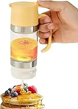 MABCIRY Glass Honey Dispenser, No Drip 9 Oz Honey Jar with Handle, Clear Glass Honey Container, Multifunctional Elegant Syrup Dispenser for Bread Coffee or Tea