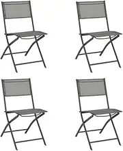 vidaXL Industrial-Style Folding Outdoor Chairs, Grey Textilene and Powder-Coated Steel, 45 x 54 x 86 cm - Pack of 4