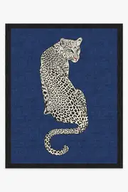 245' x 305' | Machine Washable Runner Rug | Kid & Pet Friendly | Indoor Rug | Jonathan Adler Snow Leopard Sapphire Rug | Ruggable