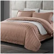 Ramesses 1200 Thread Count Cotton Sateen Stripe King Quilt Cover Set Chocolate
