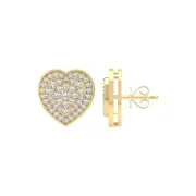 10K Yellow Gold Lab Grown Diamond Composite & Cluster Heart Stud Earrings
