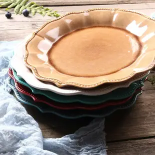 盤子家 和風創意陶瓷冰裂紋盤子家用點心圓盤餐廳牛排盤餐具