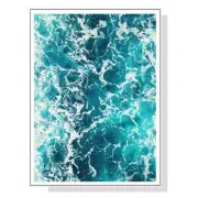 NNEDSZ Wall Art 90cmx135cm Blue Ocean White Frame Canvas
