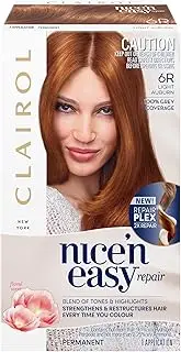 [Clairol] Nice'n Easy Repair Permanent Hair Colour, 6R Light Auburn, Strengthening, Natural Looking Hair Colour