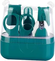 PEPLAYTAL Nail Care Set Manicure Grooming Kit for Safe Rounded Blade Clippers with Storage Box Portable Nail Scissors Green