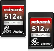 Pergear 512GB CFexpress 4.0 Type A Memory Card, Up to 1780MB/s Read Speed 1600MB/s Write Speed for 4K 120P, 8K 30P (2-Pack) Master Series, Compatible with Sony Alpha FX Cameras