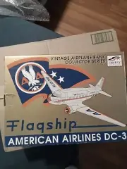 American Airlines Flagship Douglas DC-3 Vintage Die-Cast Airplane Coin Bank NIB