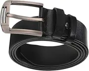 [COMPUKAS] 1Pc Black Leather Belt for Men Fully Adjustable Casual Belt with Square Pin Buckle for Business and Daily Wear Male Friends