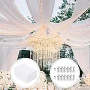 Ceiling Drapes for Wedding: 6 Panels 20ft Long Sheer Fabric for Draping - White Chiffon Fabric Bridal Shower Decorations