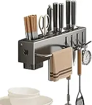 Utensil Rack - Wall Mounted Cutlery Utensil Holder,Storage Organizer with Hooks, Hanger No Drilling Kitchen Accessories for Towel Spatula Cooking Tools Spoons