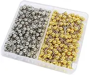 STOBOK 400pcs 4 Head Map Pin Round Push Pin Map Tacks Pushpins for Maps Drawing Pin Ball Metallic Color