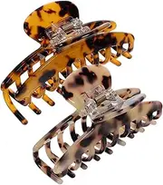 PACKOVE 2Pcs Leopard Print Large Hair Claw Clips for Women Stylish Hair Clamps for Thick Thin Hair Durable Hair Accessories for Daily Use and Special Occasions