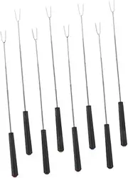 Telescoping BBQ Forks 8-Piece Set Stainless Steel Grill Tools Extendable Roasting Sticks Fire Pit Accessories for Group Cooking