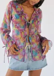 Urban Outfitters UO Misty Gauze Tie-Front Blouse -size S - NWT - $69