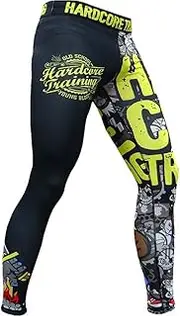 [Hardcore Training] Doodles Black Men's Compression Pants Compression Trousers Sportswear Grappling MMA Martial Arts Grappling Trousers No Gi