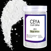 Chunky Glitter, 1 LB/ 16OZ Pearl White Bulk Craft Glitter Mixed Chunky Fine Glit