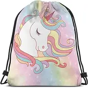 Beabes Rainbow Unicorn Drawstring Bags Backpack Gym Sack Drawstring Bag