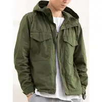 在飛比找ETMall東森購物網優惠-軍綠色純棉春秋連帽m65風衣外套