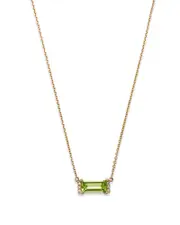 Bloomingdale's Fine Collection Peridot & Diamond Accent Bar Necklace in 14K Yellow Gold, 16-18