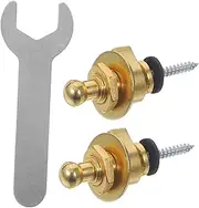JEWEDECO 2pcs Metal Guitar Strap Lock Buttons Anti- Design for Acoustic and Classical Guitars End Finish Includes Wrench for Easy Installation