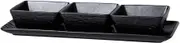 Cuencos Salsa SOJA Home Ceramic Nut Snack Plate Bar Snack Plate Front Desk Candy Plate Creative Three Compartment Sauce Bowl(Black)