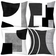 Black and White Grey Throw Pillow Covers 18x18 inch Set of 4 Geometric Pillow