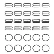 30 Pcs 15mm Bra Strap Hooks, Alloy Adjustment Slide Bra Strap Clips, Black