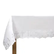 Two Sided Scallop Edged Cross Altar Frontal with Embroidery Size 96 x 50 inch