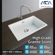 600x450mm White Granite Stone Single Bowl Kitchen Sink Basin Drop In/Undermount
