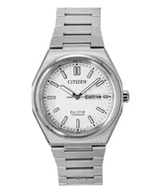 Citizen Zenshin Super Titanium White Dial Day/Date Eco-Drive AW0130-85A 100M Men's Watch