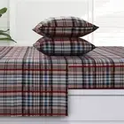 Tribeca Living Brentwood Plaid Flannel Full Sheet Set, Super Soft 100% Cotton...