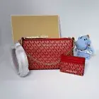 Bundle Michael Kors Red Giftable Boxed Xbody Xmas Gift Bag Wallet Set NWT $616