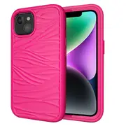 For iPhone 14 Plus PC+Hybrid Phone Case Detachable 2-in-1 Anti-Slip Wave Texture Phone Cover