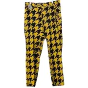 NWT Loud Mouth Golf Black Yellow Houndstooth Pants Mens 38 W X 32 L Flat Front