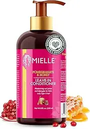 Mielle Organics Pomegranate & Honey Leave-In Conditioner, Moisturizing Curl Primer and Detangler, Repair Damage and Prevent Frizz, Treatment For Thick Curly Hair Type 4 Hair (12 Fl OZ)