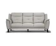 Opal 3 Seater Genuine Leather Sofa Upholstered Lounge Couch - Silver