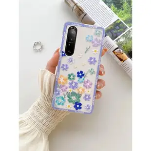 簡晴適用于索尼Xperia 10 V手機殼Sony Xperia 5 III保護套XZ Premium透明花朵5 IV全包邊時尚卡通硅膠防摔女