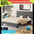 ALFORDSON Bed Frame Double Size Upholstered Platform Grey Fabric HARLENE