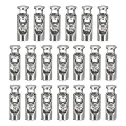 30pcs Double Holes Spring Toggle Stopper Cord Lock White Nickel