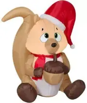 3 Ft Airblown Chipmunk Holding Acorn Wearing Santa Hat