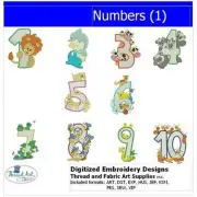 Embroidery Design Set - Numbers(1) - 10 Designs - 9 Formats - USB Stick