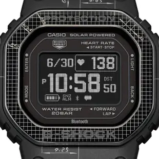 【CASIO 卡西歐】G-SHOCK 心率偵測 藍牙 太陽能電力 替換式錶圈錶帶組 運動系列 DW-H5600EX-1_44.5mm