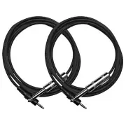 Pair of 6 Foot 1/8 Inch TRS to 1/4 Inch TS Patch Cables Pro Audio DJ Cords