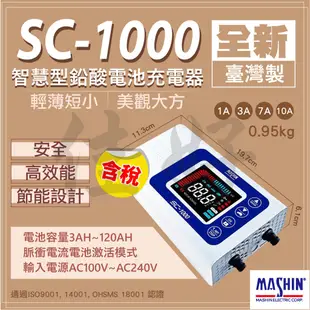 佳好電池／含稅／免運／全新／麻新 SC-1000 汽車機車轎車 電瓶充電器 充電機 SC600 KS1210／保固一年