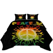 Dove and Butterflies Retro Peace Sign Coverlet