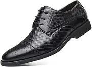 [Rodawu] Men's Dress Shoes, Lace-Up Shoes, Formal Business Leather Shoes, Oxford Derby Shoes, black, 12 AU