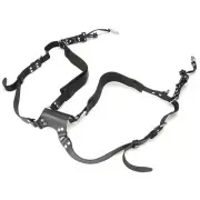 (Black)Camera Strap Leather Double Shoulder Harness Strap
